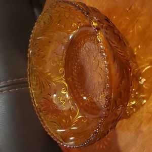 Tiara  amber sandwich glass bowl